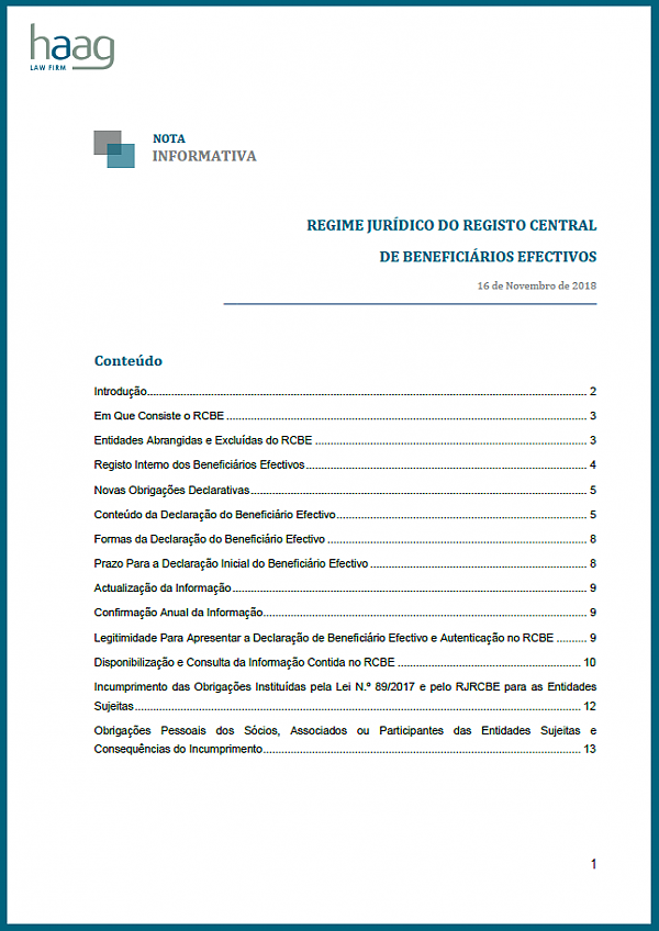 Nota Informativa - Regime Jurídico do Registo Central do Beneficiário Efectivo