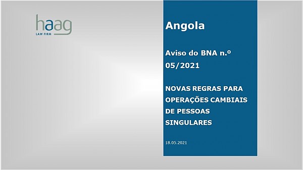 Angola - Novas Regras para Operações Cambiais de Pessoas Singulares